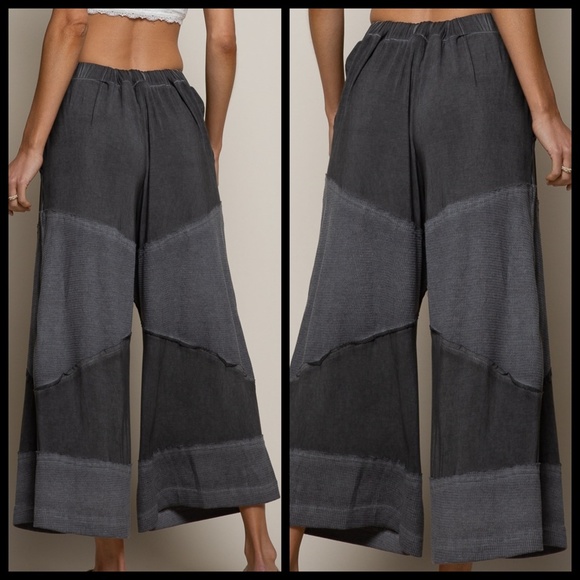 POL Wide Leg Pants W/Drawstring Mix Fabric RESTOCKING IN BLACK & 4 MORE COLORS! - Picture 2 of 14